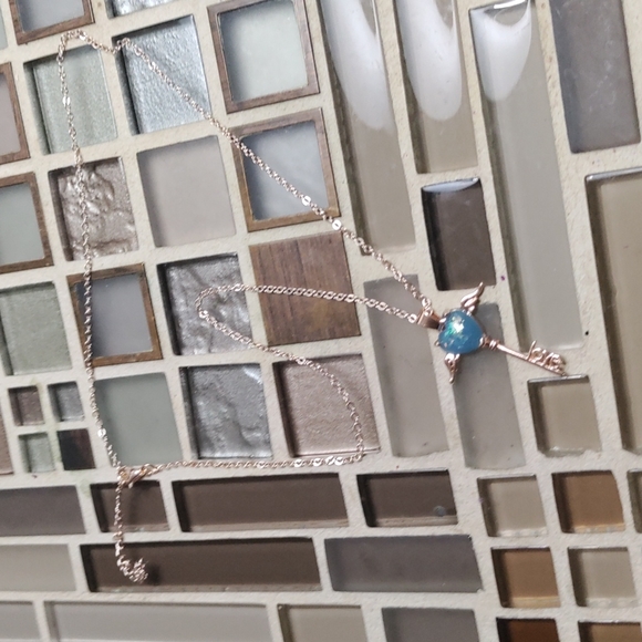 Rose Goldtone Fire Opal Key necklace - Picture 2 of 5